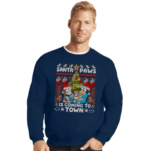 Daily_Deal_Shirts Crewneck Sweater, Unisex / Small / Navy Santa Paws Bluey Sweater