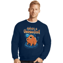 Load image into Gallery viewer, Daily_Deal_Shirts Crewneck Sweater, Unisex / Small / Navy Adopt A Chainsaw
