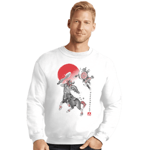Shirts Crewneck Sweater, Unisex / Small / White Battle In Death Mountain Sumi-e