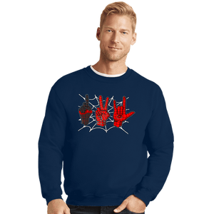 Daily_Deal_Shirts Crewneck Sweater, Unisex / Small / Navy Spider 1, Spider 2, Spider 3