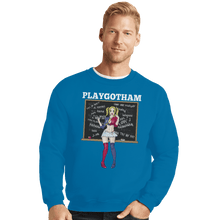 Load image into Gallery viewer, Shirts Crewneck Sweater, Unisex / Small / Sapphire Playgotham Harley

