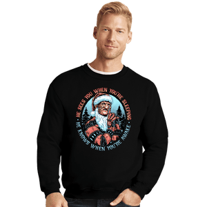 Daily_Deal_Shirts Crewneck Sweater, Unisex / Small / Black Nightmare Santa