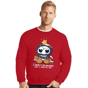 Secret_Shirts Crewneck Sweater, Unisex / Small / Red Christmas Reaper