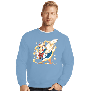 Daily_Deal_Shirts Crewneck Sweater, Unisex / Small / Powder Blue Sailor Bird