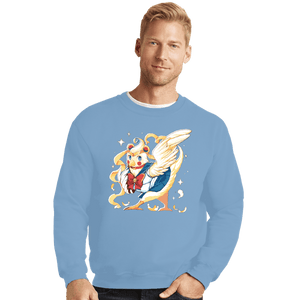 Daily_Deal_Shirts Crewneck Sweater, Unisex / Small / Powder Blue Sailor Bird