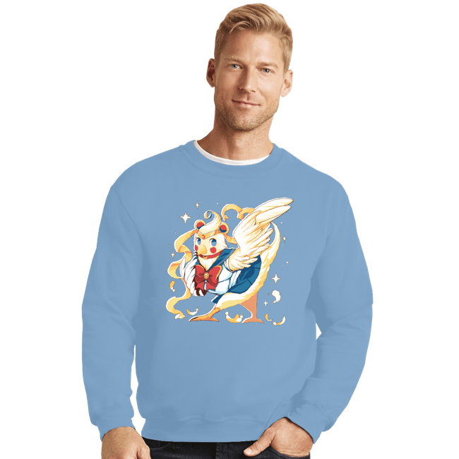 Daily_Deal_Shirts Crewneck Sweater, Unisex / Small / Powder Blue Sailor Bird