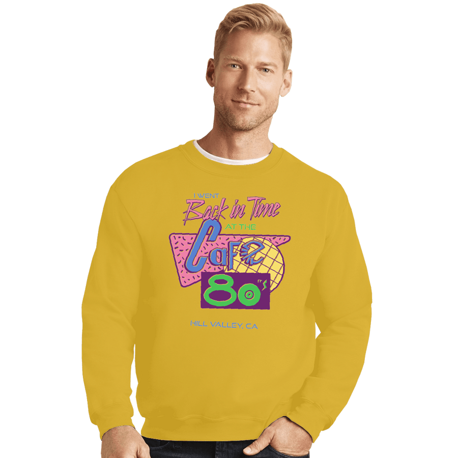 Shirts Crewneck Sweater, Unisex / Small / Gold Cafe 80s