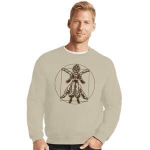 Daily_Deal_Shirts Crewneck Sweater, Unisex / Small / Sand Vitruvian Fyujon