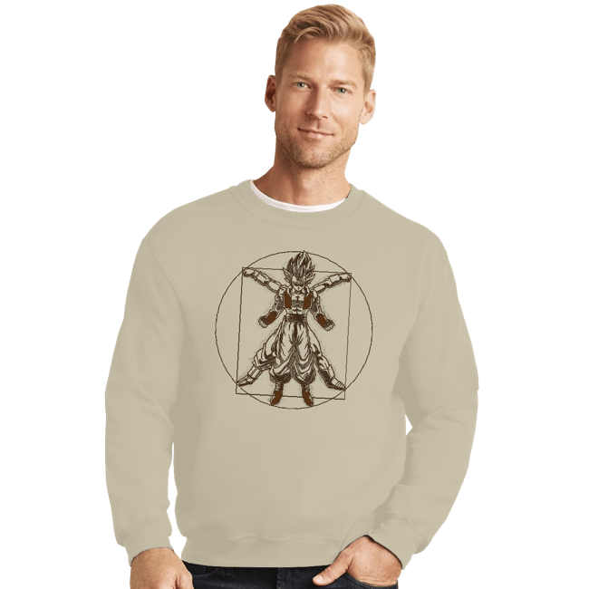 Daily_Deal_Shirts Crewneck Sweater, Unisex / Small / Sand Vitruvian Fyujon