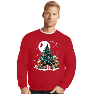 Daily_Deal_Shirts Crewneck Sweater, Unisex / Small / Red Galaxy Christmas