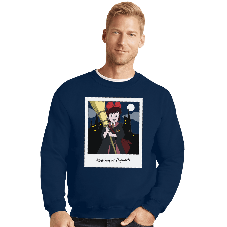 Shirts Crewneck Sweater, Unisex / Small / Navy First Day At School