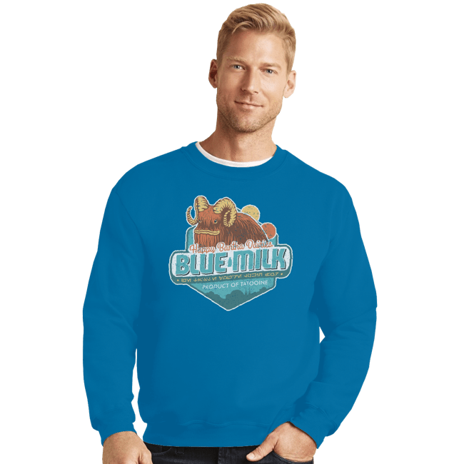 Shirts Crewneck Sweater, Unisex / Small / Sapphire Blue Milk