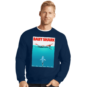 Shirts Crewneck Sweater, Unisex / Small / Navy Baby Shark