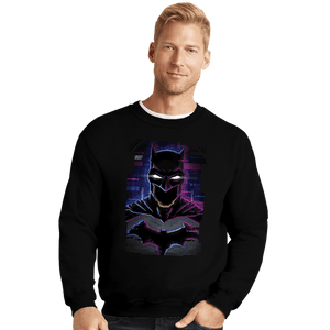 Daily_Deal_Shirts Crewneck Sweater, Unisex / Small / Black Glitch Batman