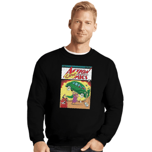 Shirts Crewneck Sweater, Unisex / Small / Black Action Cowmics
