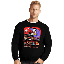 Load image into Gallery viewer, Daily_Deal_Shirts Crewneck Sweater, Unisex / Small / Black Greetings From The Asylum
