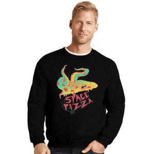Shirts Crewneck Sweater, Unisex / Small / Black Space Pizza