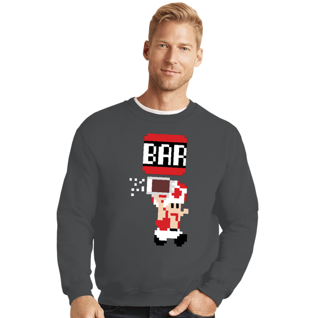 Shirts Crewneck Sweater, Unisex / Small / Charcoal To The Bar, Toad!