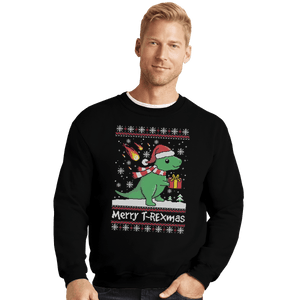 Shirts Crewneck Sweater, Unisex / Small / Black Merry T-Rexmas