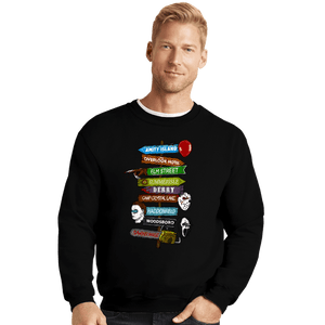 Daily_Deal_Shirts Crewneck Sweater, Unisex / Small / Black Horror Town
