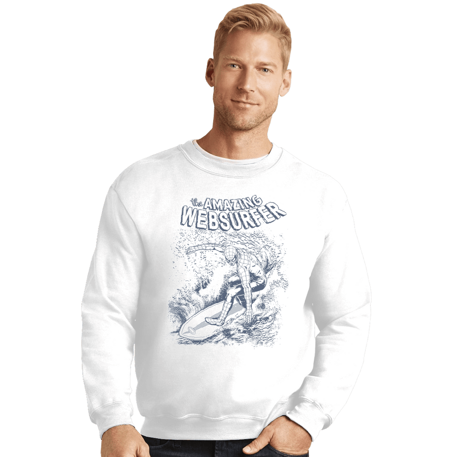 Shirts Crewneck Sweater, Unisex / Small / White Web Surfer