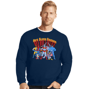 Shirts Crewneck Sweater, Unisex / Small / Navy 90s Super Friends