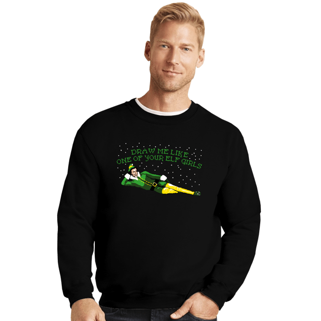 Daily_Deal_Shirts Crewneck Sweater, Unisex / Small / Black Elf Girls