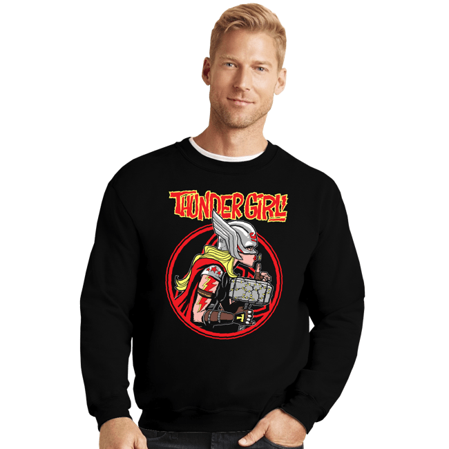 Secret_Shirts Crewneck Sweater, Unisex / Small / Black Thundergirl