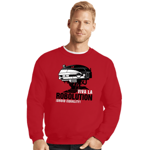 Shirts Crewneck Sweater, Unisex / Small / Red Viva La Robolution