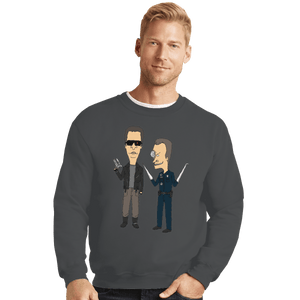 Shirts Crewneck Sweater, Unisex / Small / Charcoal T800 and T1000