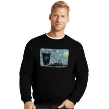 Load image into Gallery viewer, Shirts Crewneck Sweater, Unisex / Small / Black Starry DireWolf
