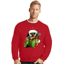 Load image into Gallery viewer, Daily_Deal_Shirts Crewneck Sweater, Unisex / Small / Red Christmas Robot
