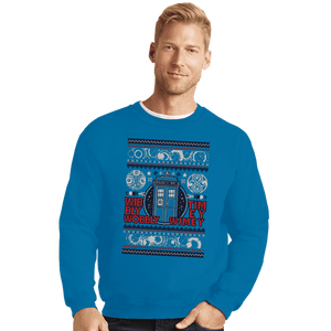 Shirts Crewneck Sweater, Unisex / Small / Sapphire Timey Wimey Christmas