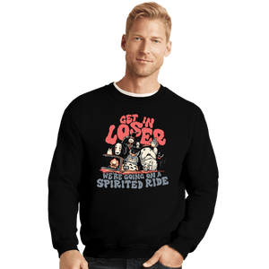 Daily_Deal_Shirts Crewneck Sweater, Unisex / Small / Black Spirited Ride