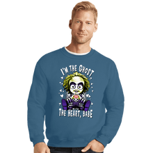 Load image into Gallery viewer, Daily_Deal_Shirts Crewneck Sweater, Unisex / Small / Indigo Blue I&#39;m The Ghost With The Heart
