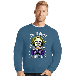Daily_Deal_Shirts Crewneck Sweater, Unisex / Small / Indigo Blue I'm The Ghost With The Heart