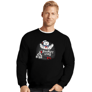 Daily_Deal_Shirts Crewneck Sweater, Unisex / Small / Black Stay Puft Lives