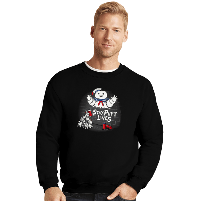 Daily_Deal_Shirts Crewneck Sweater, Unisex / Small / Black Stay Puft Lives