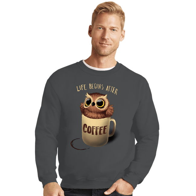 Shirts Crewneck Sweater, Unisex / Small / Charcoal Night Owl