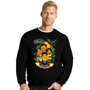 Shirts Crewneck Sweater, Unisex / Small / Black Cadillacs and Dinosaurs Heroes