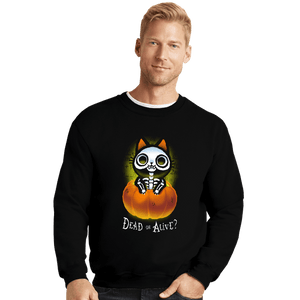 Daily_Deal_Shirts Crewneck Sweater, Unisex / Small / Black Schrodinger Halloween