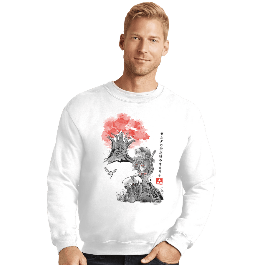 Shirts Crewneck Sweater, Unisex / Small / White The Great Deku Sumi-e