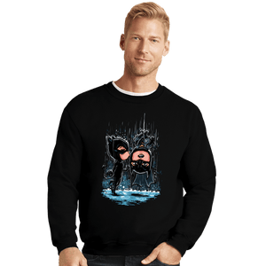 Daily_Deal_Shirts Crewneck Sweater, Unisex / Small / Black Bat Kiss