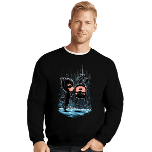 Daily_Deal_Shirts Crewneck Sweater, Unisex / Small / Black Bat Kiss