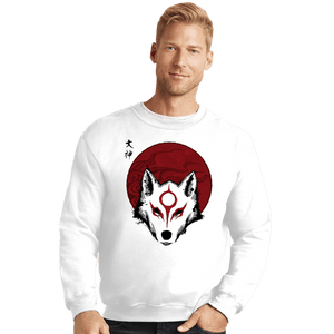Shirts Crewneck Sweater, Unisex / Small / White Red Sun God