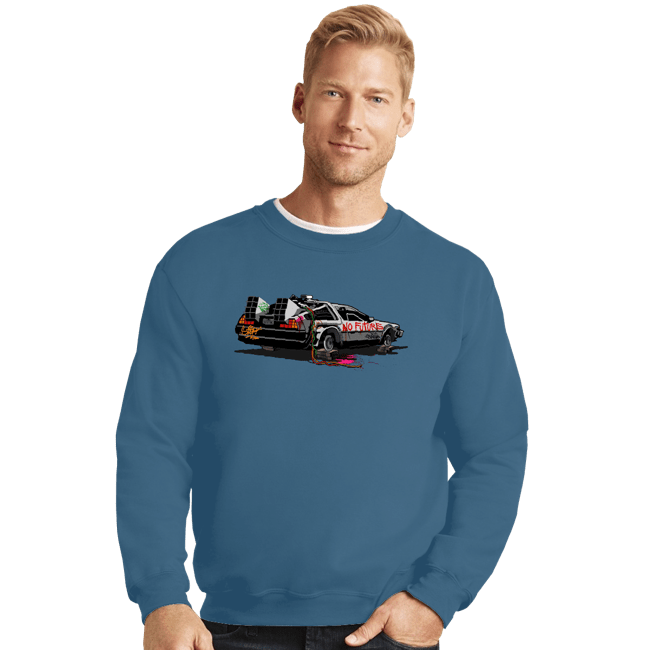 Daily_Deal_Shirts Crewneck Sweater, Unisex / Small / Indigo Blue No Future