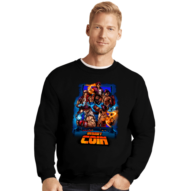 Secret_Shirts Crewneck Sweater, Unisex / Small / Black Insert Coin Fighter