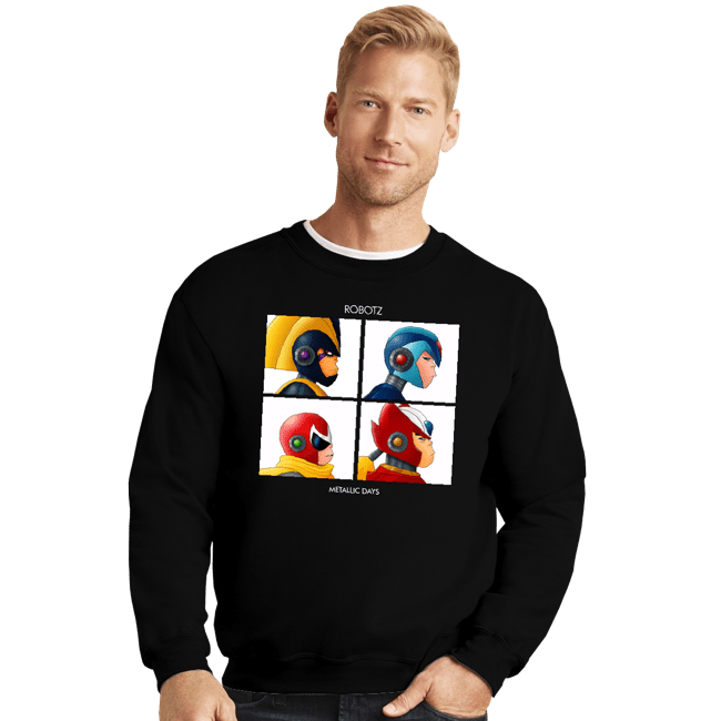Secret_Shirts Crewneck Sweater, Unisex / Small / Black Robotz Metallic Dayz