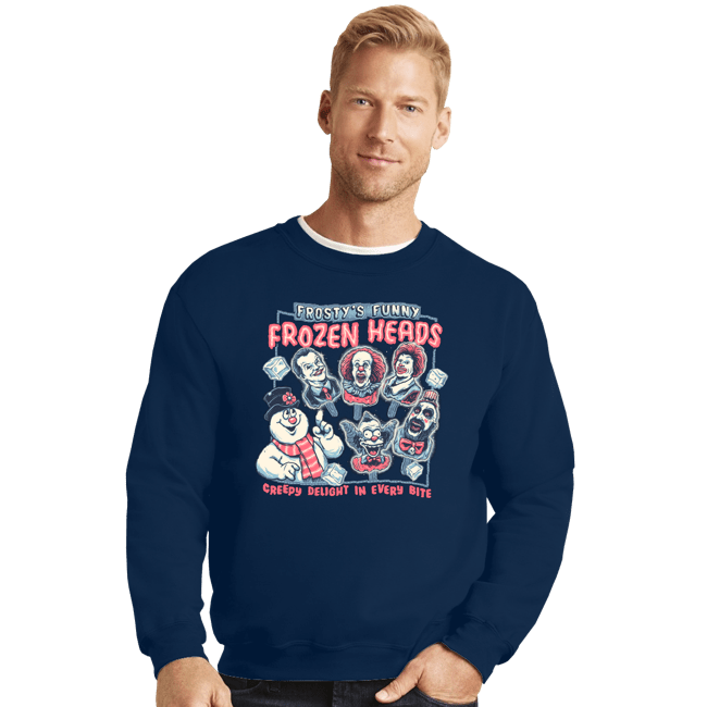 Daily_Deal_Shirts Crewneck Sweater, Unisex / Small / Navy Frozen Heads