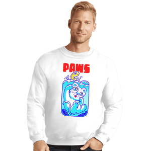 Shirts Crewneck Sweater, Unisex / Small / White Paws